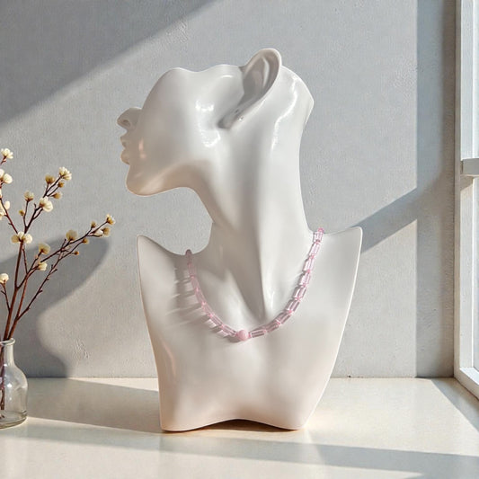 Light pink necklace with sterling silver clasp