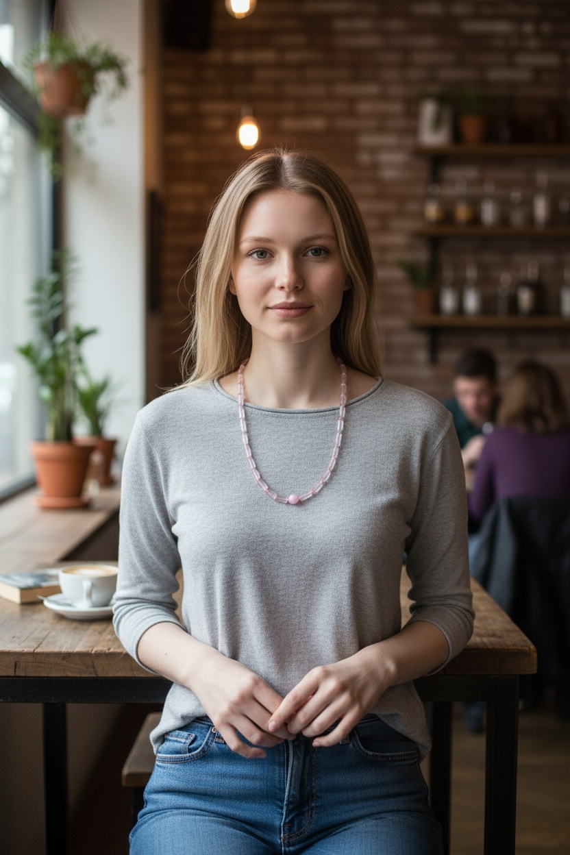 Light pink necklace with sterling silver clasp